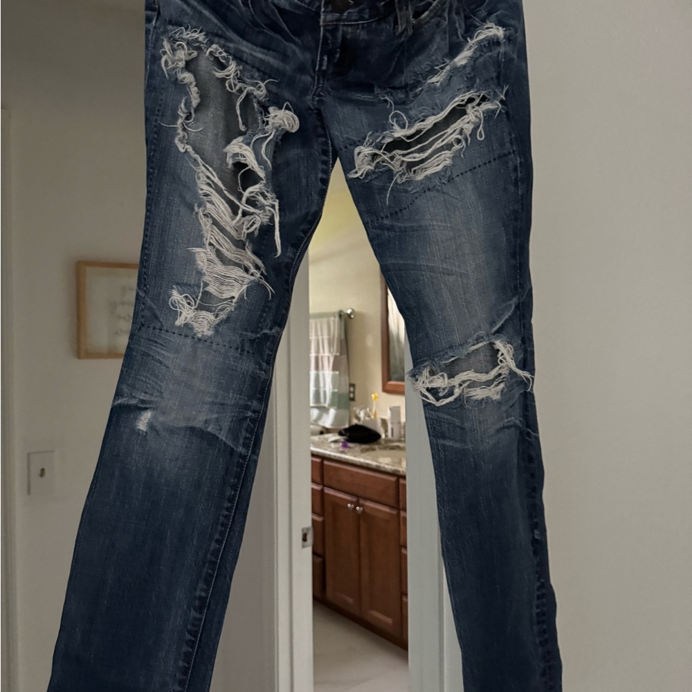 Abercrombie & Fitch Women’s Ripped Dark Blue Jeans